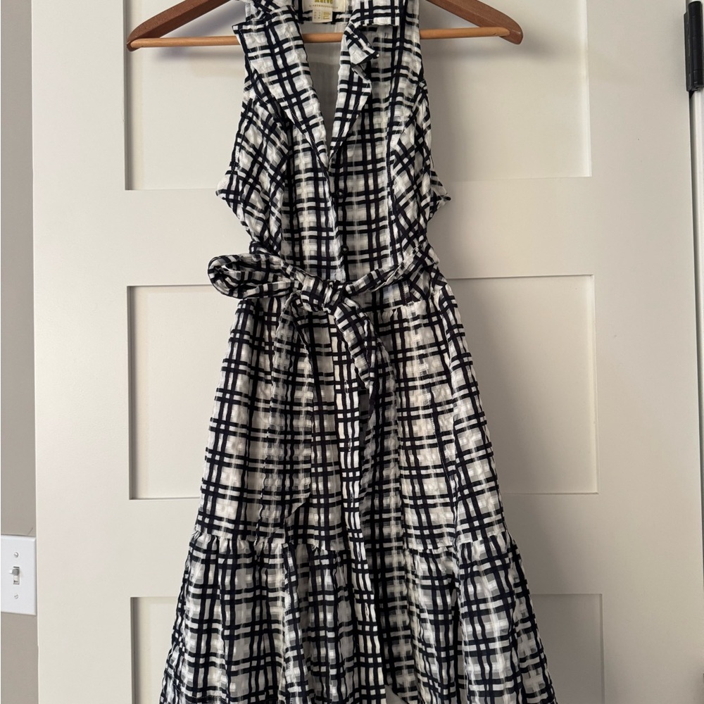 Maeve Navy and White Checkered Mini Dress